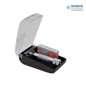 Merkur 334C HD Lot de rasoirs à double tranchant avec manche compact, finition chromée, 10 lames