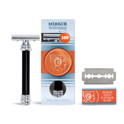 Merkur 38B Double Edge Safety Razor, Straight Cut, Extra Long Handle