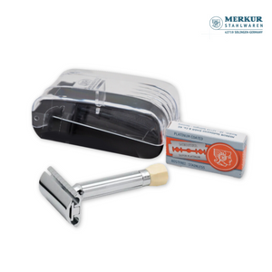 Merkur 570 Progress, Set de Rasoir de Sécurité Ajustable, Finition Chrome Brillant, 10 lames