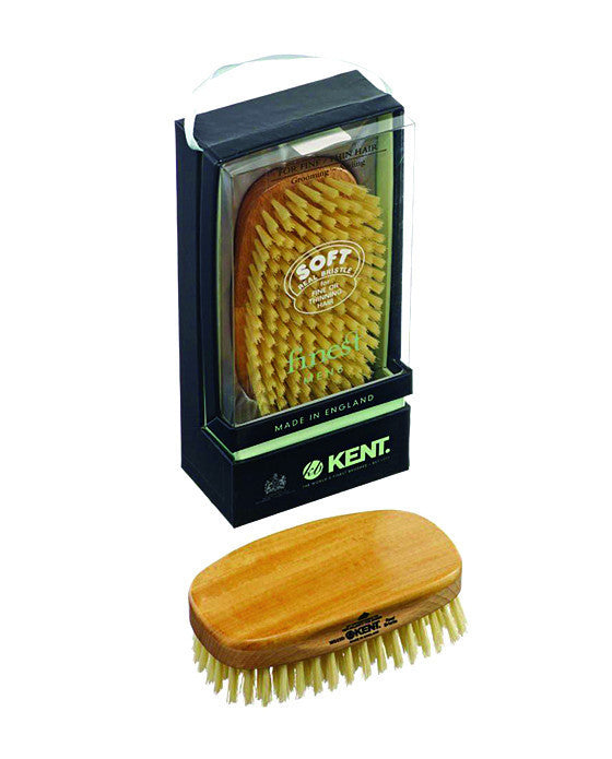 Kent Military Brush, Rectangular, White Soft Bristles, Satinwood & Beechwood, Hair Brushes