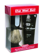 Kent 3pc Shaving Set, Blended Bristle Brush, Shaving Cream, Black Stand, In Box (K-WET SET), Shaving Brushes