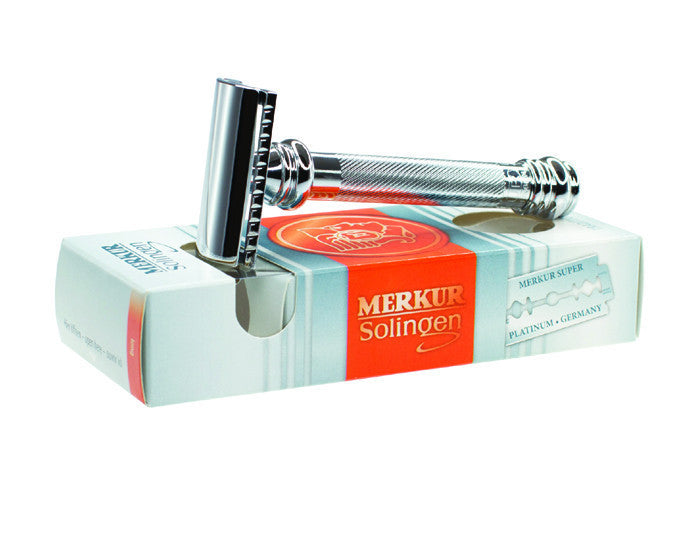 Merkur 39C Double Edge Safety Razor, Slanted Cut, Extra Long Handle, Chrome, Double Edge Safety Razors