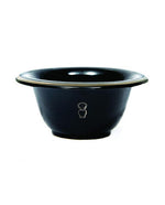 PureBadger Collection Shaving Bowl, Black Porcelain With Silver Rim, 