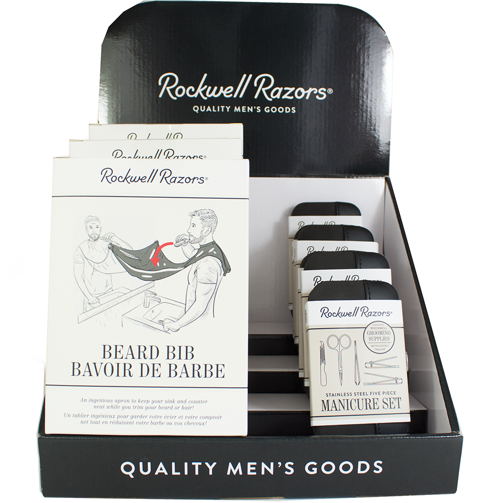 Rockwell Razors Beard Bib and Manicure set Display Bundle